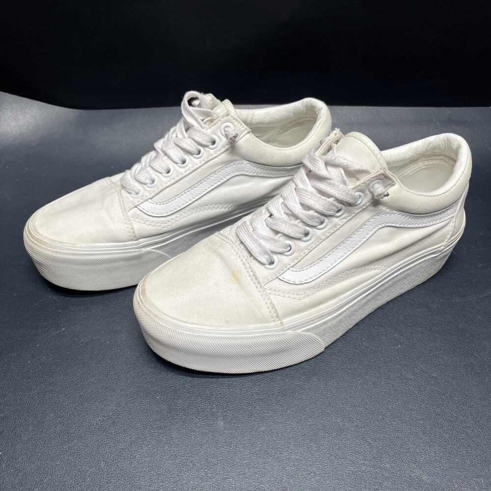 VANS Old Skool Platform True White Mens 6.5 Women 8 Low Top